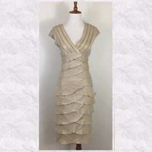 Adrianna Papell V-Neck Shutter Pleat Sheath Dress